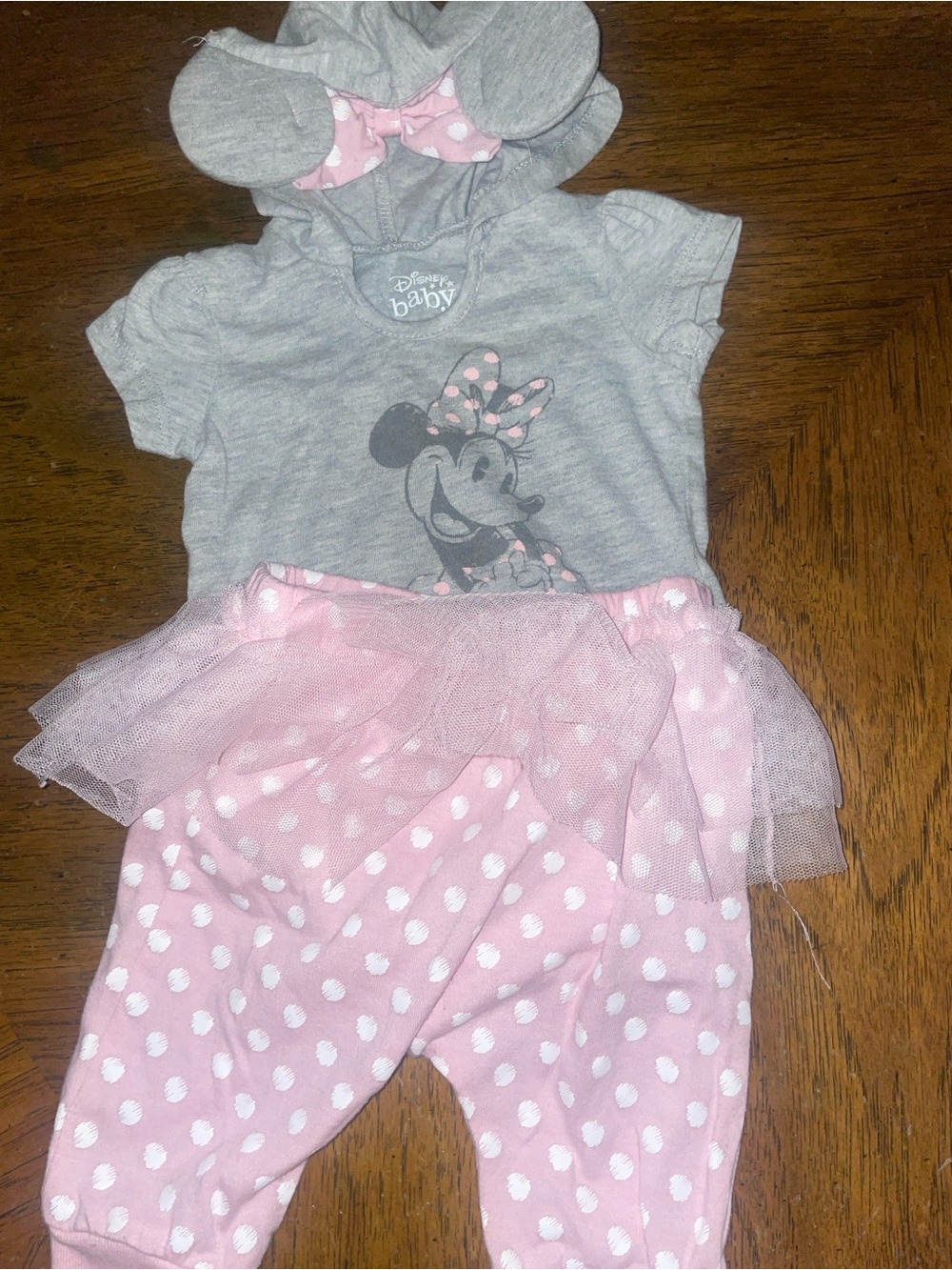 Disney Gray & Pink Minnie Mouse Tutu One-Piece Set